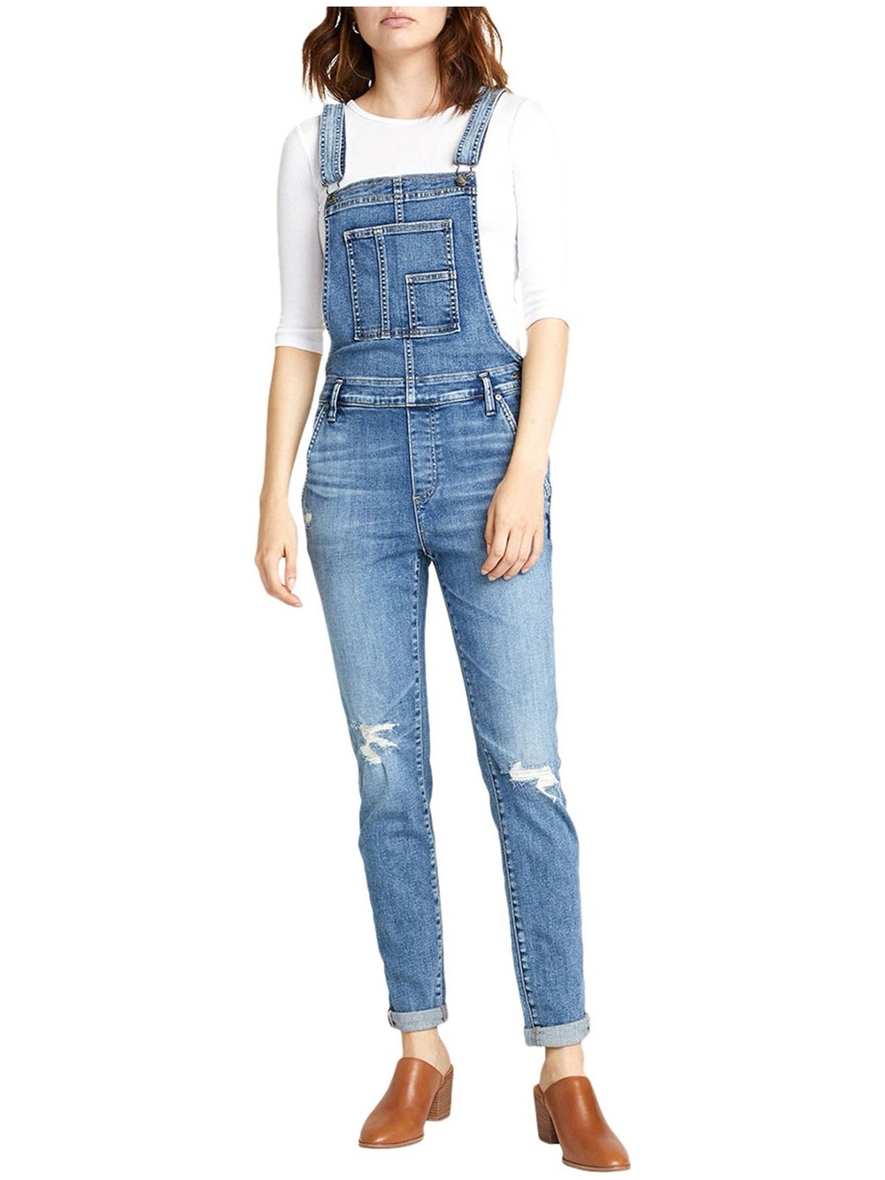 Silver Jeans Co Distressed Slim Overalls M/L28